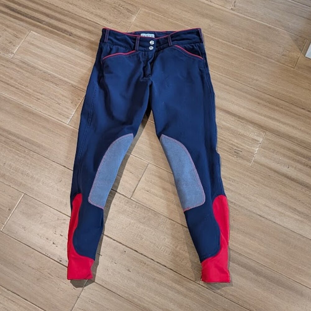 Dover Saddlery Ladies' Wellesley Knee-Patch Breech navy/ red